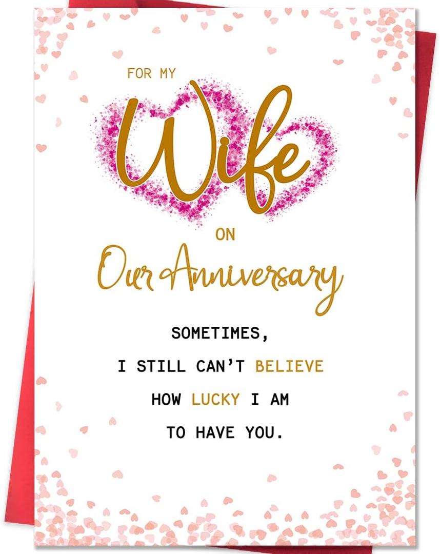 5 x Beixian Anniversary Card for Wife, Funny Wedding Anniversary Cards Gifts for Wife from Husband 8x5.3 Inches, Double Sided