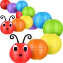 Hortsun 14 Pcs Caterpillar Theme Birthday Decorations Caterpillar Paper Lanterns Sets for School Classroom Birthday Party Favors, with Eyes Mouth Feelers Glue Point (Multi Color)