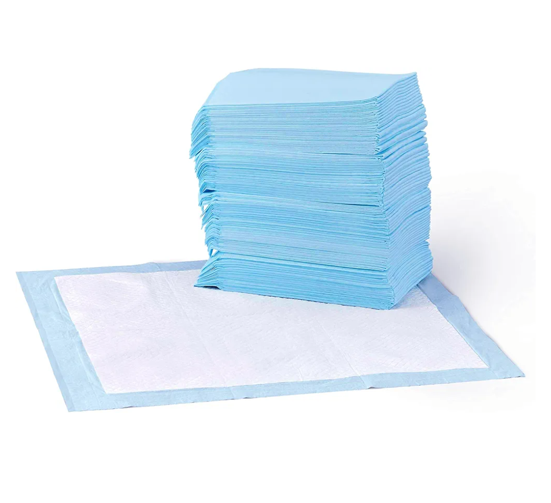 Amazon Basics Dog and Puppy Pee Pads, 5-Layer Leak-Proof Super Absorbent, Quick-Dry Surface, Potty Training, Regular (22x22"), 50 Count, Blue & White