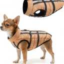 SCENEREAL Winter Dog Vest Coat with Harness Built in, Warm Puppy Jacket for Small Medium Dogs, Cold Weather Coat with Zipper, Fleece Puffer Vest Windproof Snow Clothes, Beige Plaid S