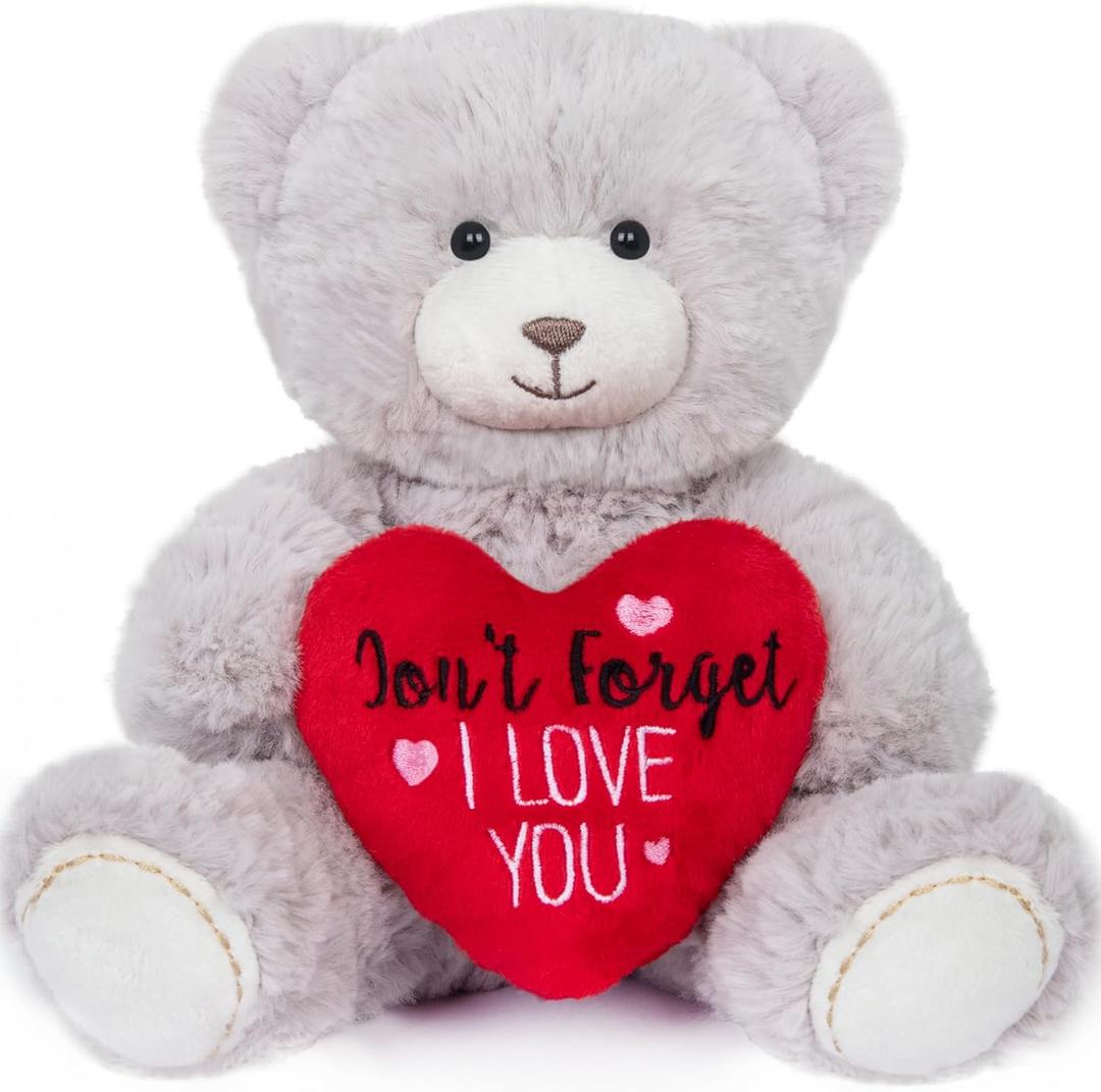 My OLi Stuffed Bear Animals with Red Heart 7 Plush Teddy Bear Toys Valentines Bear for Babies Girlfriend Wife Mom Gray