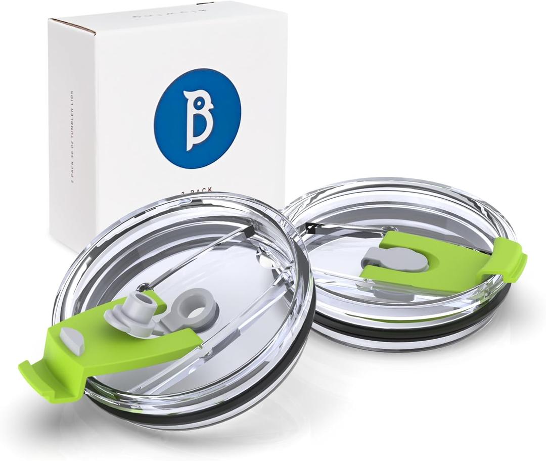 20 oz Tumbler Lids for Yeti, SUNWILL, WETOWETO Tumbler and More, 2 Pack Spill Proof Lids for 20oz Tumblers, Cup (Green)