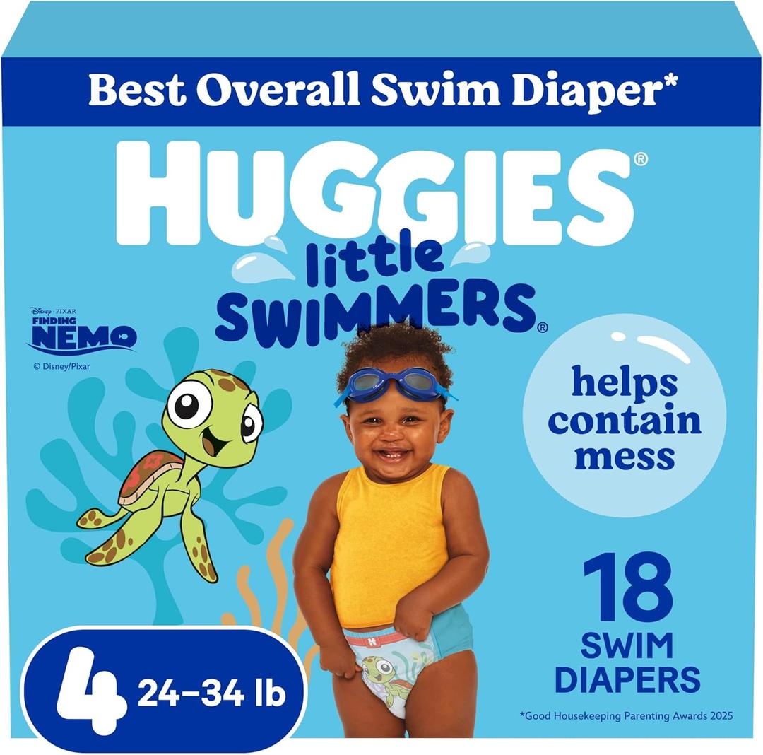Huggies Little Swimmers Disposable Swimming Diapers, Size 4 (24-34 Lbs), 18 Ct