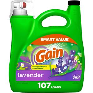 Gain Liquid Laundry Detergent, Lavender Scent, 154 fl oz, 107 Loads, HE Compatible, Laundry Detergent Liquid Soap