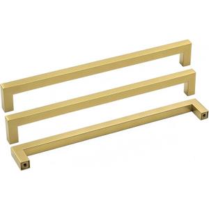 goldenwarm Gold Drawer Handles Square Cabinet Pulls - LSJ12GD256 Brushed Brass Furniture Pull Handles Stainless Steel Bathroom Hardware, 256mm Hole Centers, 2 Pack
