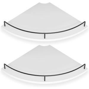 Corner Floating Shelves, Rustic Brown Wood, Set of 2, Wall Mount Storage with Guardrail for Bathroom Kitchen Living Room (White)