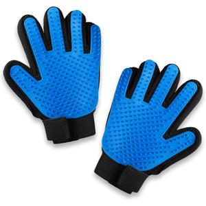 Pets First Dog Grooming Gloves Best Professional Deshedding, Brushing, Cleaning Mitt Tool for Small, Medium or Large Dogs & Cats. Fur & Hair Remover. Prevents Matted Coats. Soft Rubber Bristle Brush