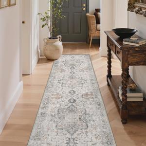 GENIMO 2'6''x6 Non Slip Runner for Hallway,Washable Kitchen Rug Brown Taupe