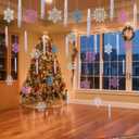 Syhood 28 Pcs Christmas Hanging Ceiling Snowflake Decorations 10000 Strand Tinsel Icicles Ornament Christmas Hanging Snowflakes Ornament for Winter Decor Holiday Wonderland(Blue, Purple, Silver)