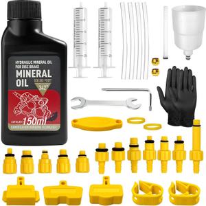 Brake Bleed Kit, Bicycle Hydraulic Brake Bleed Kit Including 150ML Mineral Oil for Shimano,TEKTRO, TRP Hydraulic Disc Brakes (7.1 x 5.7 x 2")