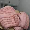 Bedsure Tufted Boho Comforter Set Queen Size - Light Pink Boho Bed Set, GentleSoft 3 Pieces Farmhouse Shabby Chic Embroidery Bedding, Gifts for Woman, Soft Jacquard Queen Comforter for All Seasons