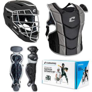 Champro Optimus Pro Fastpitch Catcher's Kit, Ages 12+, Black