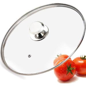 Glass Lid for 12 Inch Frying Pan, Tempered Replacement Top, Twist Lock, Cookware Lid, Clear, Tempered Glass (Silvery)