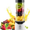 COKUNST 18oz Portable Blender with 6 Blades for Protein & Shakes, USB Rechargeable Juices Mixer, Small Blender with Extra Handle Lid for Travel Sports Outgoing-Black