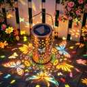 Colorful Butterfly Solar Lanterns Outdoor Waterproof, Garden Decor Gifts for Women Mom Sister Grandma, LED Hanging Solar Lantern Lights Outside for Table Yard Lawn Garden Path Porch Decor
