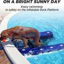 Inflatable Dock Platform, Dog Boat Ramp Floating Non-Slip Oxford and PVC with Lagre Water Ramp for Dogs Pool, Dock, Lake with Traction Rope, Manual Air Pump (4.7ft x 3ft x 6in) L02