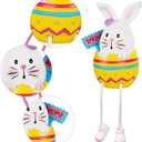 Lulu Home Easter Bunny Figurines, 2 Pack Resin Easter Egg Bunny Shelf Sitters with Dangling Legs, Modern Statue Easter Sculpture for Tabletop Centerpieces Window Sill Decorations