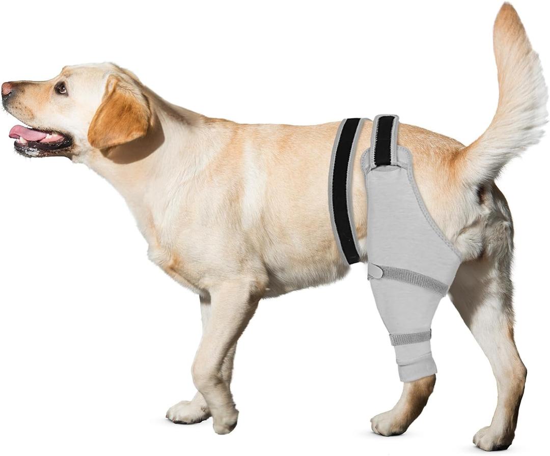 Dog Rear Leg Sleeve to Stop Licking, Hind Leg Protector for TPLO Recovery, ACL Surgery, Wounds or Skin Issues, Soft Breathable Cover for Large Medium Small Dogs (S-Right) (Pink Grey)