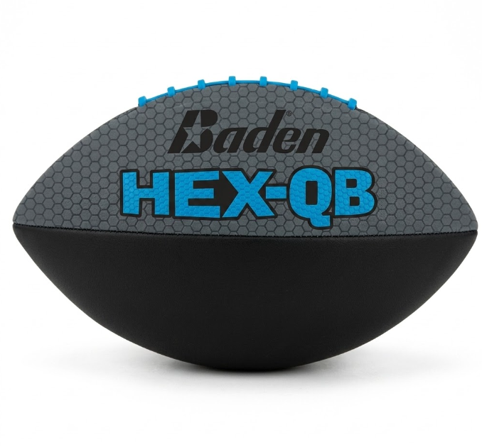 BadenJr Football Hex - Black/Gray/Blue, Jr 