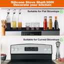 AWOKE Stove Top Shelf 30 Inch - Silicone Material Magnetic Shelf for Stove - 3 Functional Partitions Kitchen Spice Rack Organizer-Black,Kitchen Gadgets Storage Organization