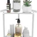 Jesginboo 2 Tier Bathroom Counter Organizer, Vanity Organizer Corner Shelf, Skincare, Makeup Countertop Organizers, Kitchen, Bathroom Counter Storage, White
