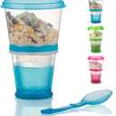 Cereal On The Go, Cup Container Breakfast Drink Milk Cups Portable Yogurt and Travel To-Go Food Containers Storage With Spoon(Blue)