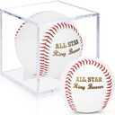 WANGDEFA Ring Bearer Gift Baseball with Display Case All Star Ring Bearer Wedding Gift Will You Be My Ring Bearer Wedding Party Gifts for Ceremony Anniversaries Marriage Renewal, Gold White