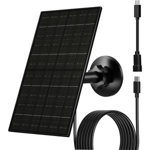 FUTUREZEN 6W Solar Panel for Security Camera Outdoor, 5V USB/USB-C Solar Charger Compatible with Rechargeable Battery Cameras, IP66 Waterproof, 360 Adjustable Mount, 9.8ft Cable (1 Pack, Black)
