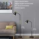 LALISU Floor Lamp, Industrial Floor Lamps for Living Rooms Rustic Farmhouse Reading Standing Floor Lamp Adjustable Metal Heads Indoor Task Lighting for Living Room Bedroom Office Home Dcor (Black)