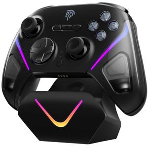 EasySMX D10 Wireless Game Controller  TMR Anti-Drift Joysticks, Dual-Mode Triggers, 1000Hz Polling, Mechanical Buttons, RGB  Bluetooth Gamepad for PC/Switch/Switch2/iOS/Android with Charging Dock (Black)