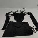 No Brand Women's Sexy 2 Piece Outfits Mesh Long Sleeve Sheer Halter Bodysuit and Mini Skirt Set, M