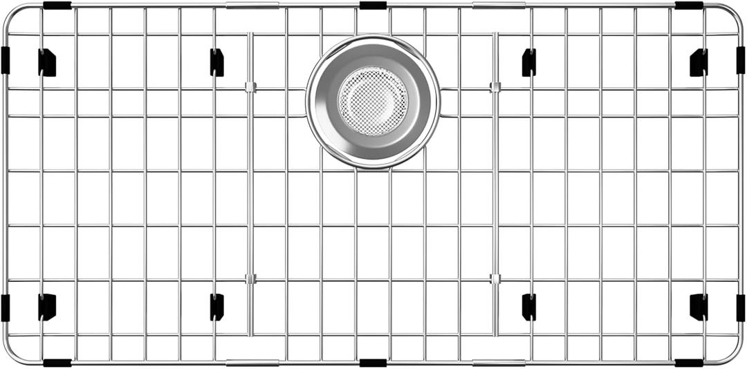 27.5 x 13.5 Sink Grid, Stainless Steel Sink Protectors for Kitchen Sink, Sink Bottom Grid, Rear Drain with Corner Radius, Sink Grids for Kitchen Sink, Sink Grid for Bottom of Sink