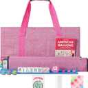 American Mahjong Set,166 Quality Acrylic Tiles with Colorful Prints, 4 All-in-One Color Rack/Pushers, Complete Mahjong Game Set with Carrying Bag (Pink)