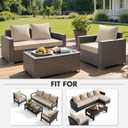 MIULEE Beige Outdoor Seat Cushion 22x24 Inch Waterproof & 3 Year Fade Resistant Deep Seat and Back Cushion for Patio Furniture Chair Sofa Couch with Handle and Adjustable Straps