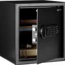 Amazon Basics Steel Home Security Electronic Safe with Programmable Keypad Lock for Documents, Jewelry, Valuables, 1.2 Cubic Feet, Black, 13"W x 13"D x 14.2"H