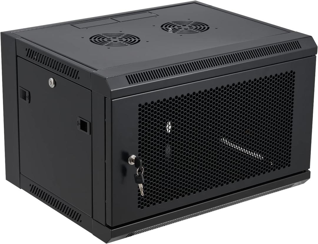 6U Wall Mount Server Cabinet Network Rack Vented Enclosure Locking Door, 14.3" H x 22.4" W x 17.7" D