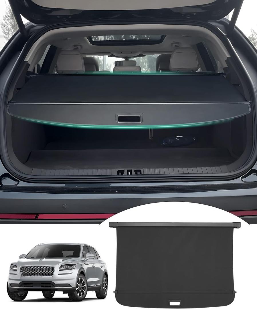 Powerty Cargo Cover for 2024 2025 Lincoln Nautilus Accessories, Trunk Cover Luggage Cover Retractable Trunk Shielding Shade Cargo