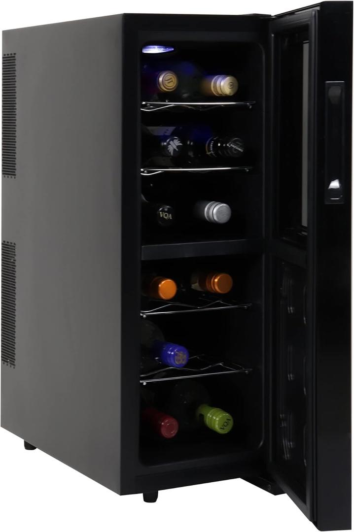 Koolatron 12 Bottle Wine Fridge  Wine Coolar with Glass Door, 1.2 Cu Ft (33 L) Beverage Can Refrigerator, Digital Temperature Control/Dual temperature zone, Ideal for Red, White, Sparkling Wine