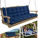 AS AWESLING 6040 INCH Oxford Fabric Swing Cushions with Backrest & Tie Straps - Crushed Sponge Filled for Outdoor Patio Bench, 2-3 Seater Replacement for Swing Chair (Blue, 60 INCH 40 INCH)