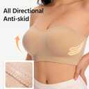 BINACL Women's Bandeau Bralette, Summer Strapless Padded Wireless Supportive Seamless Tube Top Bra 1/2 Packs (Beige, XXL)