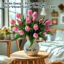 20PCS Fake Tulips Artificial Tulip Silk Flowers Fake PU Bouquet Artificial Flowers Faux Flowers with Gift Box Soft Faux Tulips Bouquets Arrangements for Party Wedding Home (Pink)