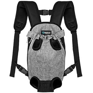 PetAmi Dog Carrier Backpack, Adjustable Pet Cat Front Carrier Backpack, Ventilated Dog Chest Carrier for Hiking Camping Travel, Sling Bag for Small Medium Dog Cat Puppies, Medium, 9-13 lbs, Grey