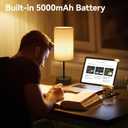 Cordless LED Table Lamp, 5000mAh Battery Operated, Portable Small Cordless Light Rechargeable, Touch Dimmable Wireless Lighting, Bedside Night Lamp Desk Lights for Bedroom/Bars/Offices(Black)