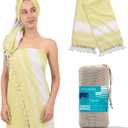 THREAD SPREAD Chambray Turkish Beach Towels 2 Pack - 100% Cotton Quick Dry Lightweight & Absorbent, Large Turkish Bath Towels for Travel, Sand Free Oversized Pool Beach Towel (Yellow, 39" x 71")