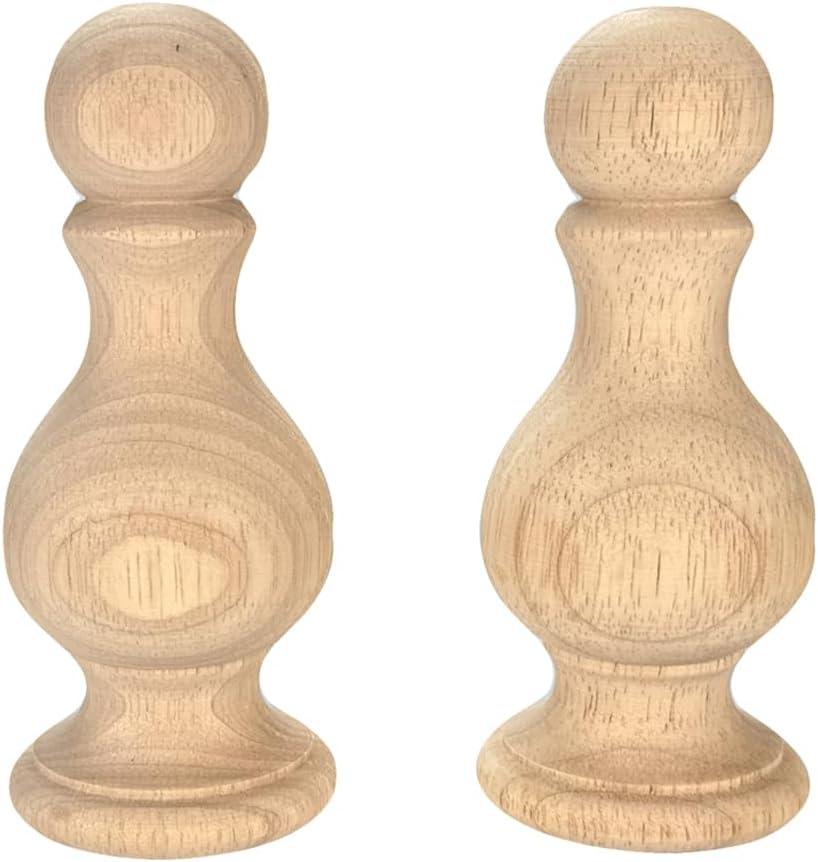 2Pack Unfinished Wood Finials for Bed Post Finials Decorative Wooden Craft Finials Replacement for Staircases Dowel Rod Finial Flagpole Topper 5.5 x 2.4 Inch DIY Crafts for Home Decor Deoration
