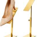Hacaroa 2 Pack Shoe Display Stand Stainless Steel, Gold Shoe Riser Adjustable Height, Metal High Heel Sandal Display Rack Holder for Home Closet, Boutique, Store