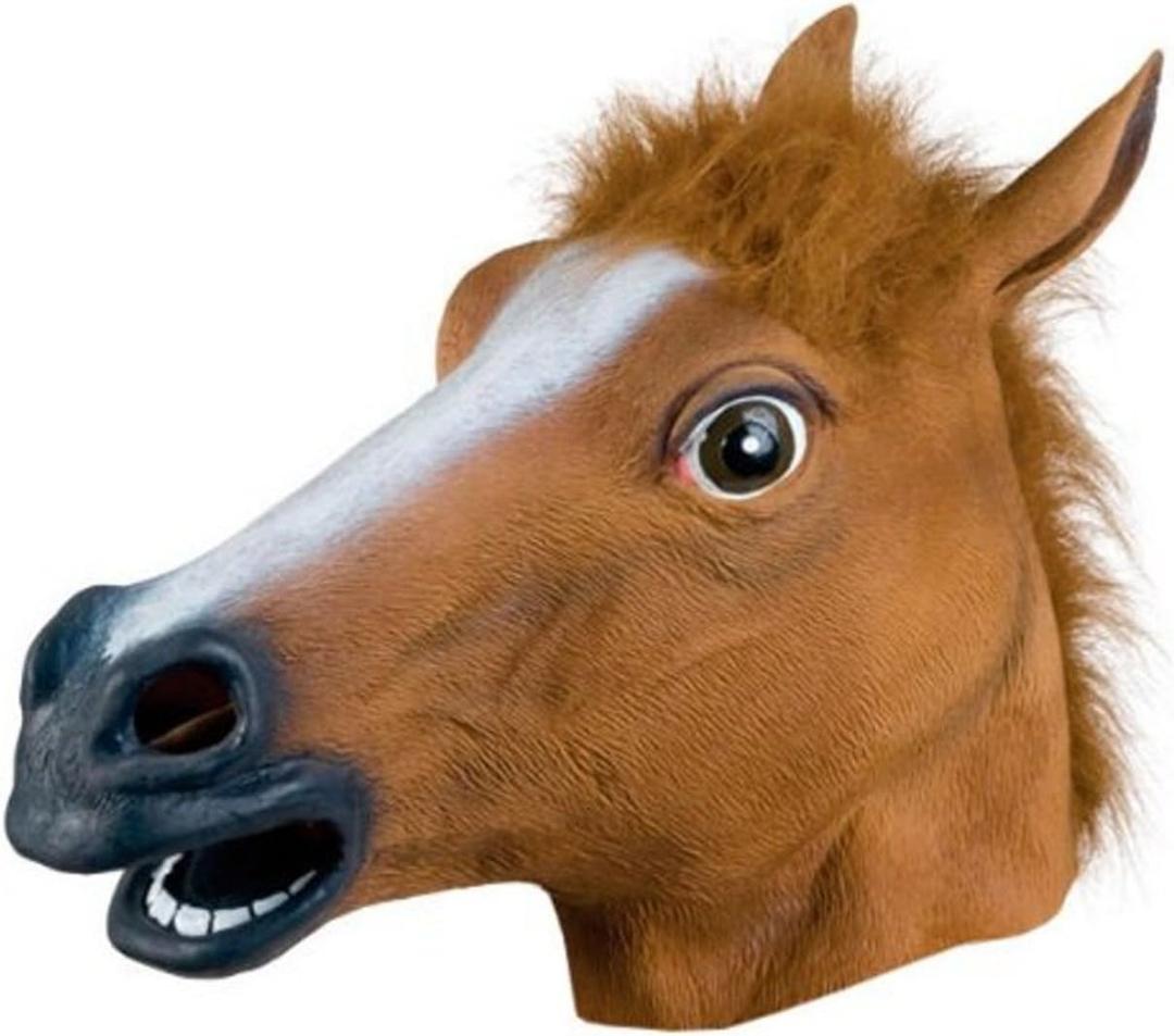 Kingmys KINGMYS Latex Horse Head Mask (Brown Horse Mask)