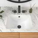 Mocoloo Undermount Bathroom Sink 18 x 14 Inch Rectangle Porcelain White Ceramic Bathroom Sink Deep Basin with Overflow Drain Under the Counter Rectangular Undermount Vanity Sink for Lavatory