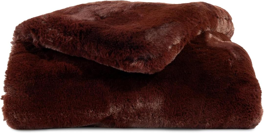 Cozy Earth Cuddle Blanket - Faux Fur Ultra-Soft Luxury Throw Blanket - Thick & Cozy Oversized Design for Lounging or Sharing - Machine Washable - Throw 60" x 50" Burgundy