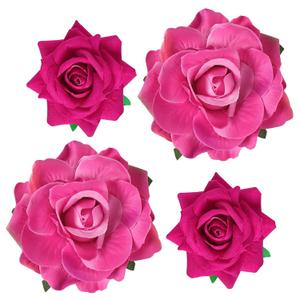 Rose Hair Clip - 4 Pcs Fabric Rose Flowers Hair Clips, Mexican Hair Flowers Pin up Headpieces for Woman, Girl, Wedding, Party, Mother's Day (Hot Pink)